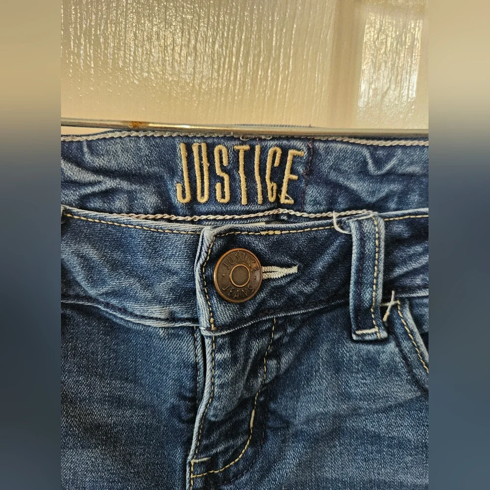 Justice Girls Distressed Mid Rise Super Skinny Size 10